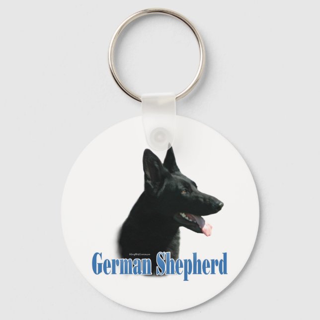 German Shepherd (black) Name Keychain (Front)