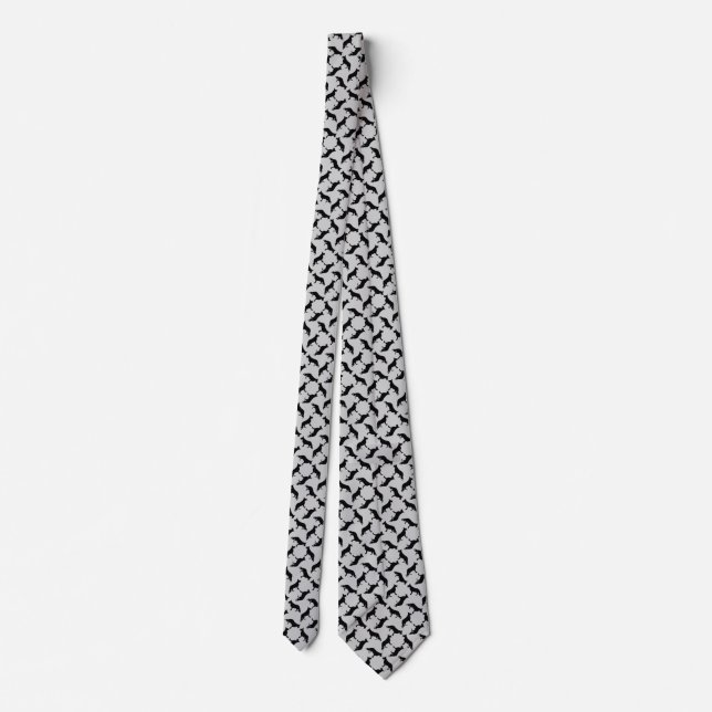 German Shepherd black on grey Tie (Back)