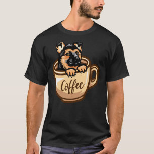German Shepherd Black Portrait Head Vector T-Shirt