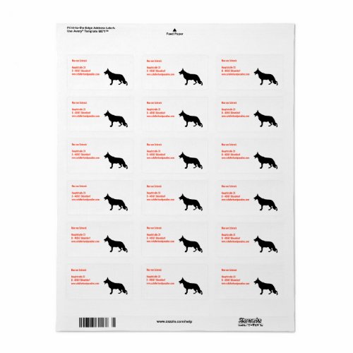 German Shepherd Black Silhouette Label