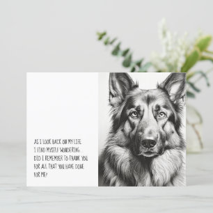 German Shepherd Black Silhouette Thank You Card