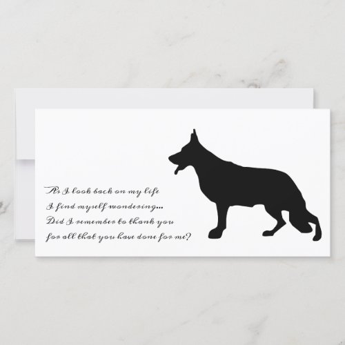 German Shepherd Black Silhouette Thank You Card