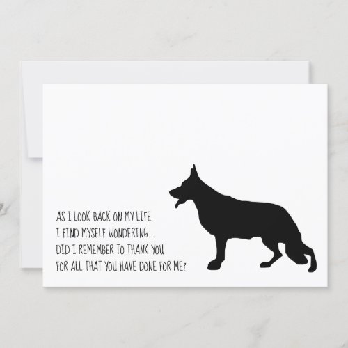 German Shepherd Black Silhouette Thank You Card