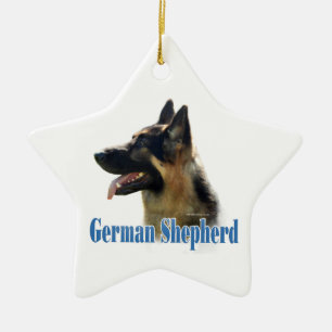 German Shepherd (black/tan) Name Ceramic Ornament