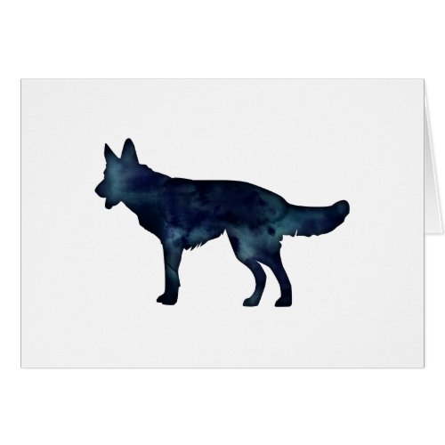 German Shepherd Black Watercolor Silhouette Card