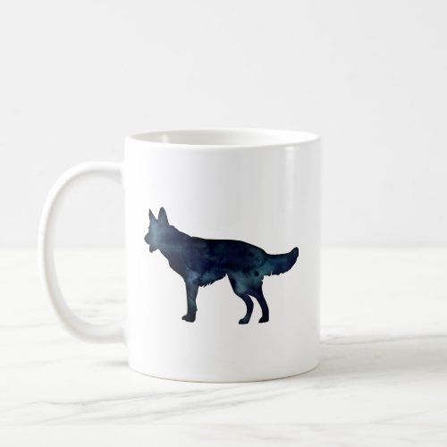 German Shepherd Black Watercolor Silhouette Coffee Mug