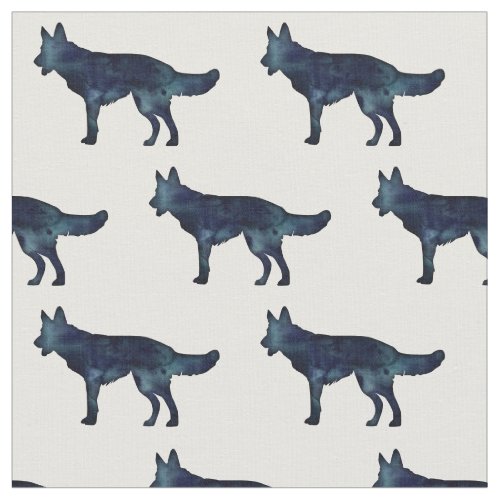 German Shepherd Black Watercolor Silhouette Fabric