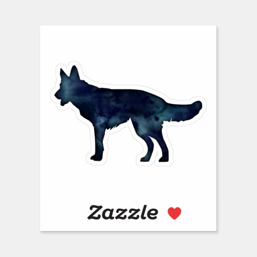 German Shepherd Black Watercolor Silhouette Sticker