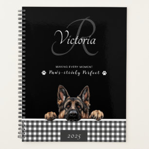 German Shepherd Black White Gingham Custom Planner