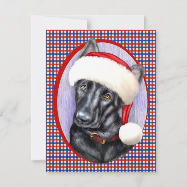German Shepherd BLK Christmas Santa Pup Invitation (Front)