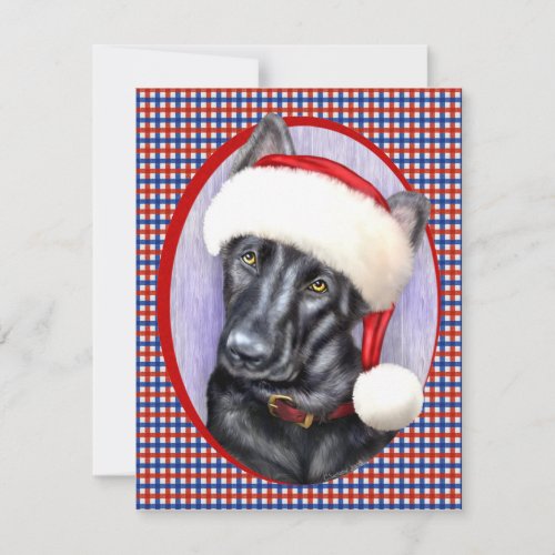 German Shepherd BLK Christmas Santa Pup Invitation