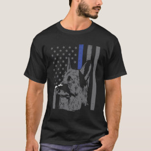 German Shepherd Blue Line Flag K9 Police Dog Patri T-Shirt