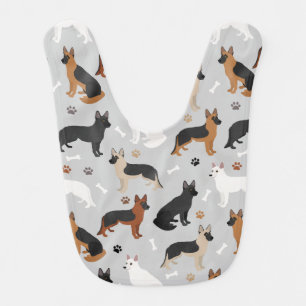 German Shepherd Bones and Paws Baby Bib