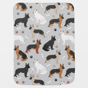 German Shepherd Bones and Paws Baby Blanket