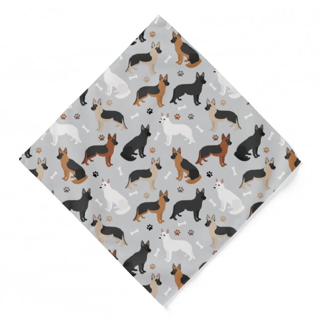 German Shepherd Bones and Paws Bandana (Front)