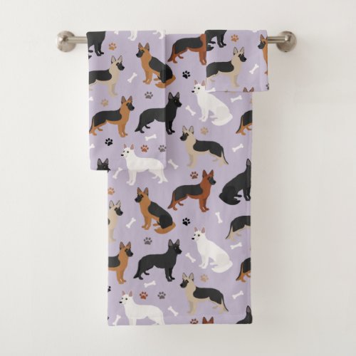 German Shepherd Bones and Paws Bath Towel Set