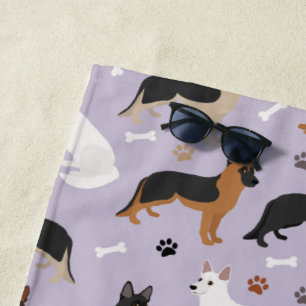 German Shepherd Bones and Paws Beach Towel