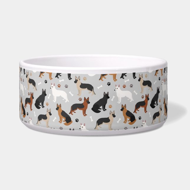 German Shepherd Bones and Paws Bowl (Front)