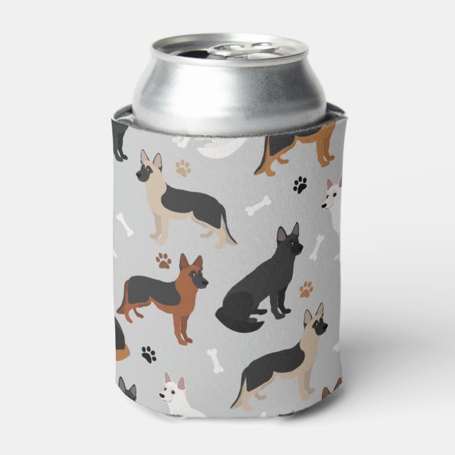German Shepherd Bones and Paws Can Cooler (Can Front)