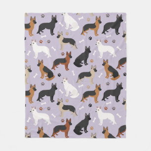 German Shepherd Bones and Paws Fleece Blanket