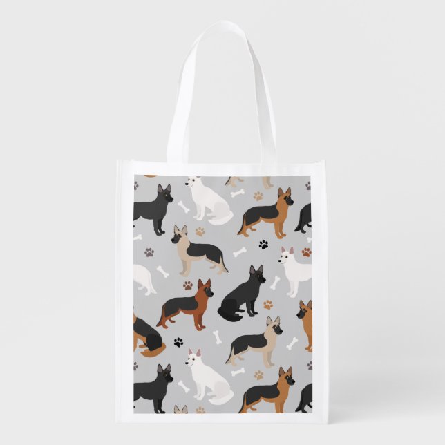 German Shepherd Bones and Paws Grocery Bag (Front)