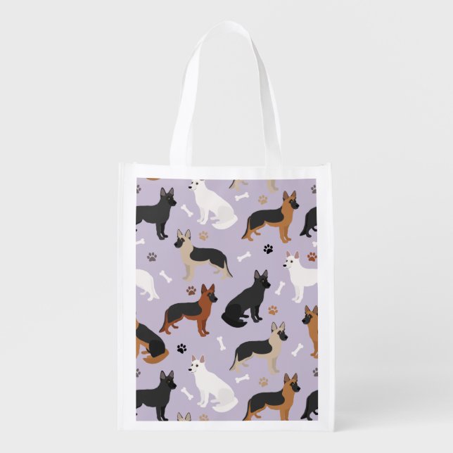 German Shepherd Bones and Paws Grocery Bag (Front)