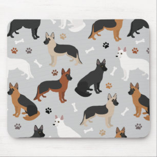 German Shepherd Bones and Paws Mouse Pad