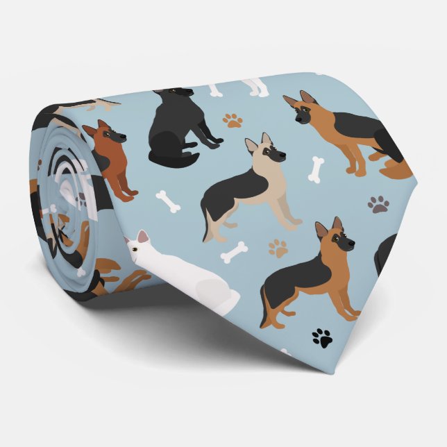 German Shepherd Bones and Paws Neck Tie (Rolled)