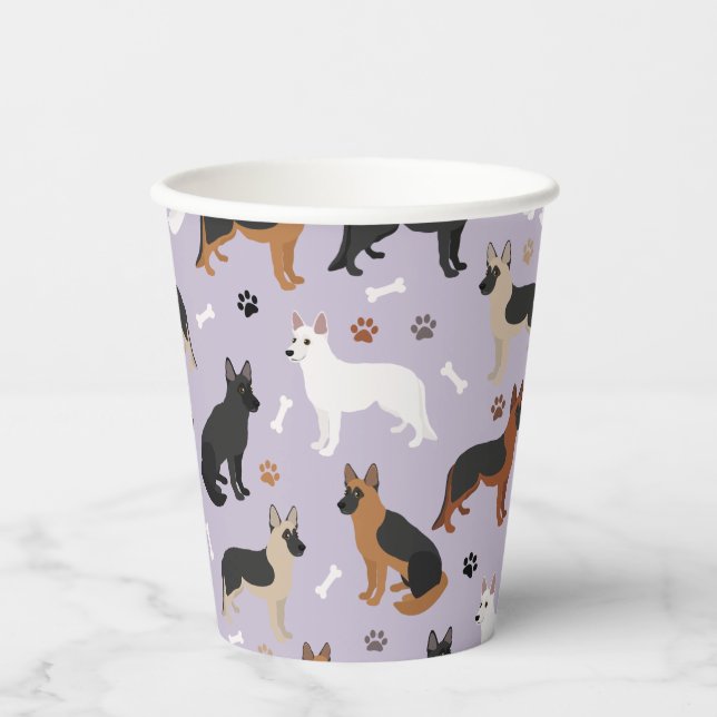 German Shepherd Bones and Paws Paper Cups (Front)