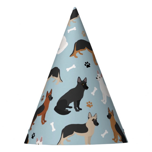 German Shepherd Bones and Paws Party Hat (Front)