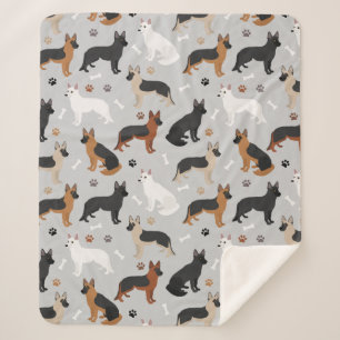 German Shepherd Bones and Paws Sherpa Blanket
