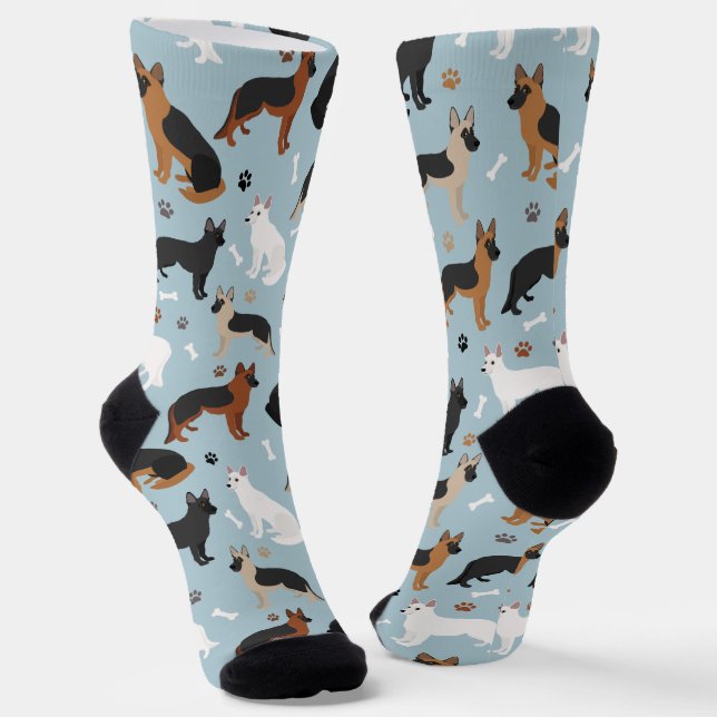 German Shepherd Bones and Paws Socks (Angled)