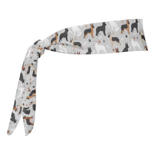 German Shepherd Bones and Paws Tie Headband