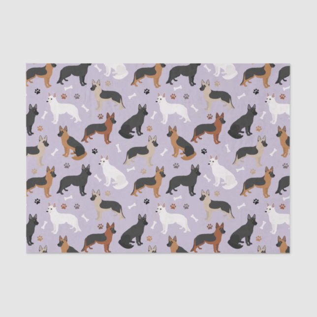 German Shepherd Bones and Paws Tissue Paper (Front)