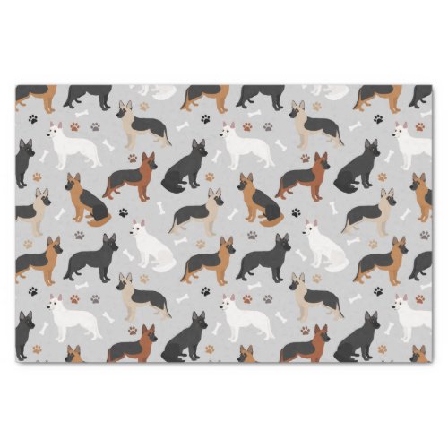 German Shepherd Bones and Paws Tissue Paper