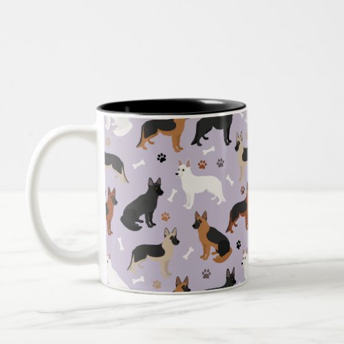 German Shepherd Bones and Paws Two_Tone Coffee Mug