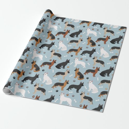 German Shepherd Bones and Paws Wrapping Paper