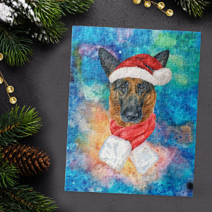 German Shepherd Breed Dog Christmas Jigsaw Puzzle