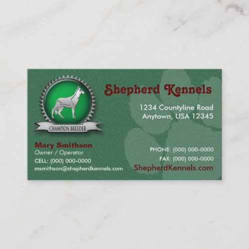 German Shepherd Breeder  Kennel Business Card