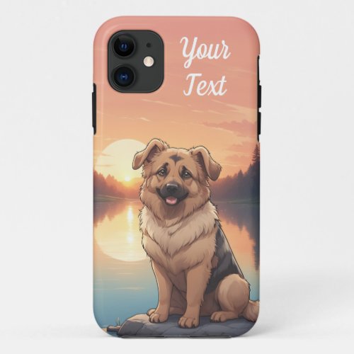 German Shepherd by Lake iPhone 11 Case