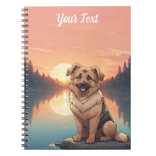 German Shepherd by Lake Notebook