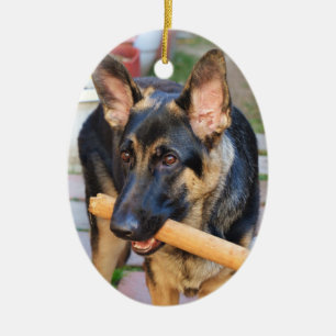 German Shepherd by Shirley Taylor Ceramic Ornament