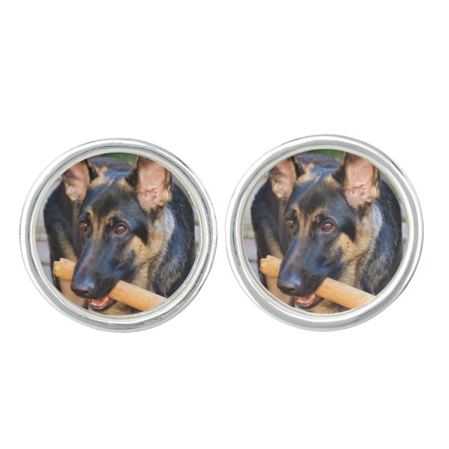 German Shepherd by Shirley Taylor Cufflinks (Front)