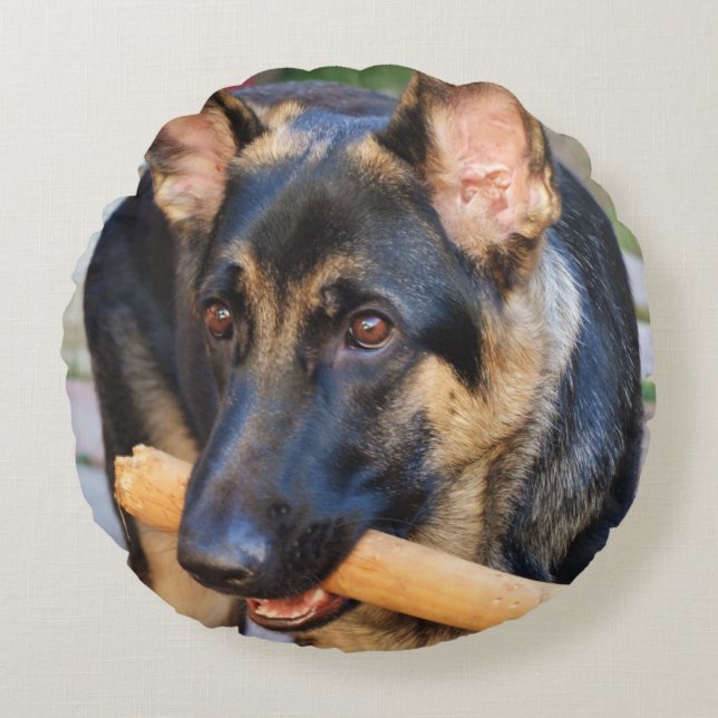 German Shepherd by Shirley Taylor Round Pillow (Front)