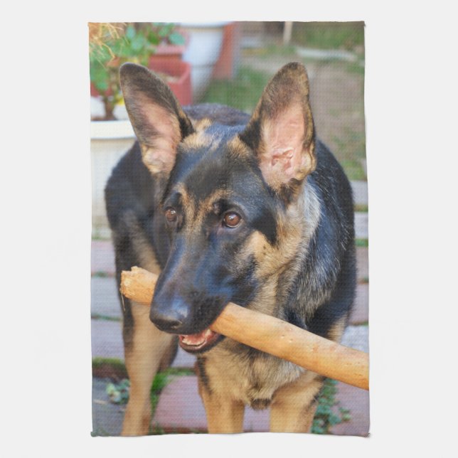 German Shepherd by Shirley Taylor Towel (Vertical)