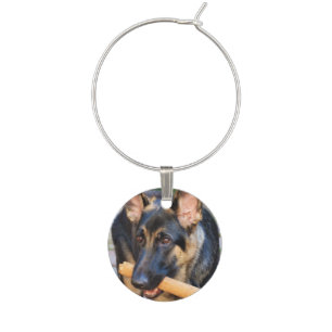 German Shepherd by Shirley Taylor Wine Glass Charm
