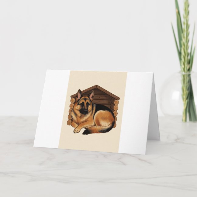 German Shepherd Cabin Cozy Nap Greeting Card