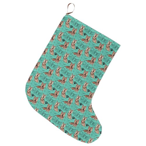 German Shepherd Cartoon Christmas Stocking