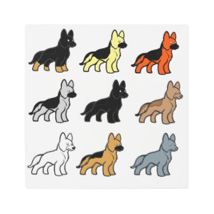 german shepherd cartoon colors metal print