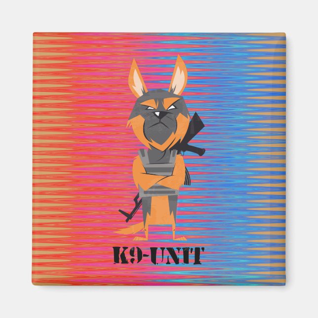 German Shepherd Cartoon K9 Unit Dog Design Magnet (Front)